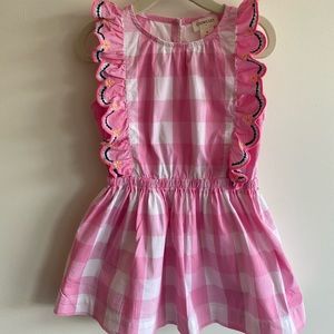 Girls Crew Cuts 3T embroidered gingham pink and white dress
